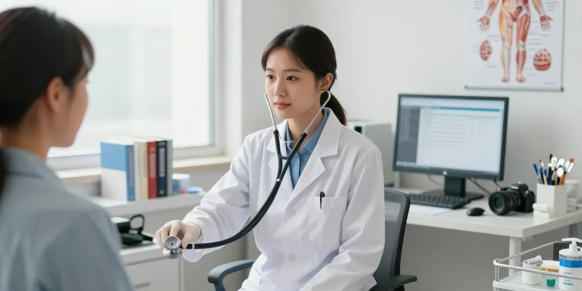 Littmann stethoscope in Canada being used by a healthcare professional during a patient examination.