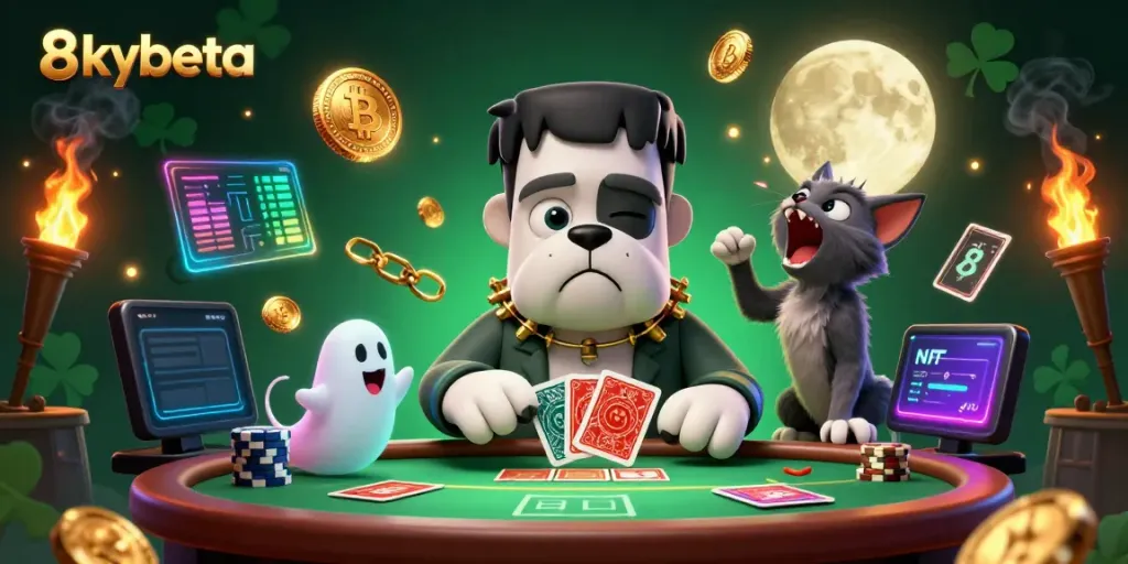 Engage with the lively 8xbeta casino scene featuring colorful characters and vibrant game elements.