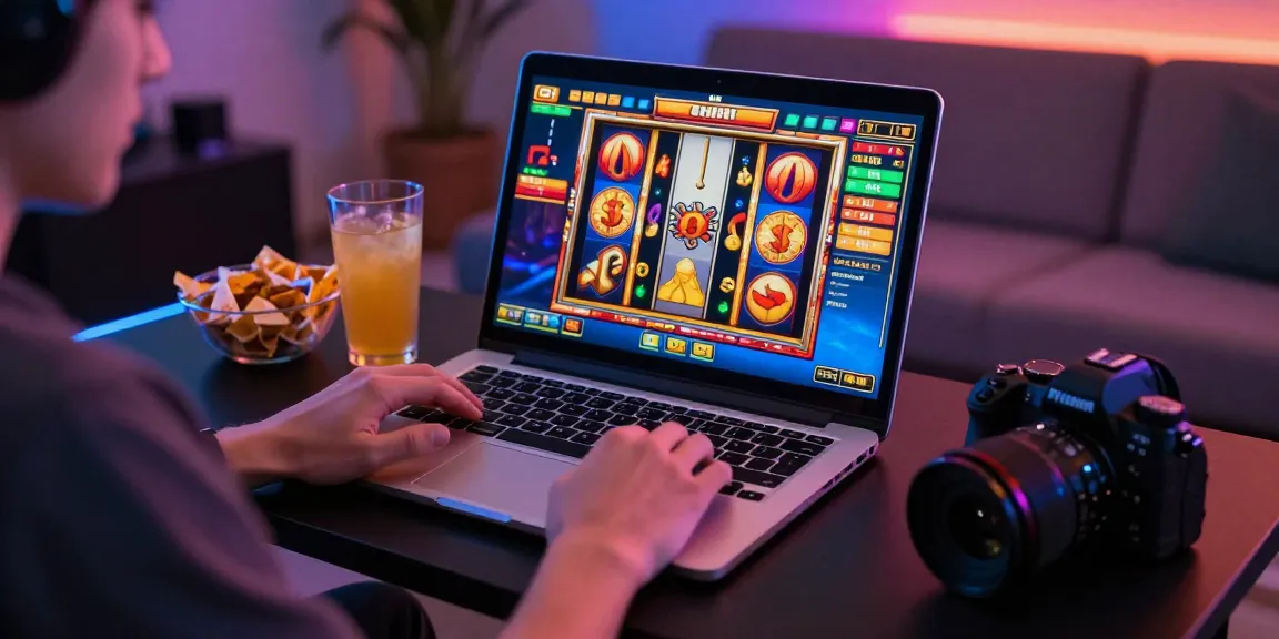 Pengguna yang sedang bermain slot online di SUPER59 link alternatif dengan suasana menarik dan ceria.