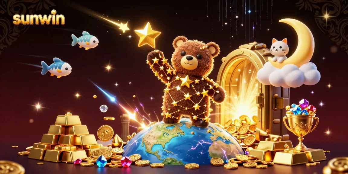 Win big at sunwin with exhilarating jackpots and dazzling golden treasures in an enchanting casino scene.
